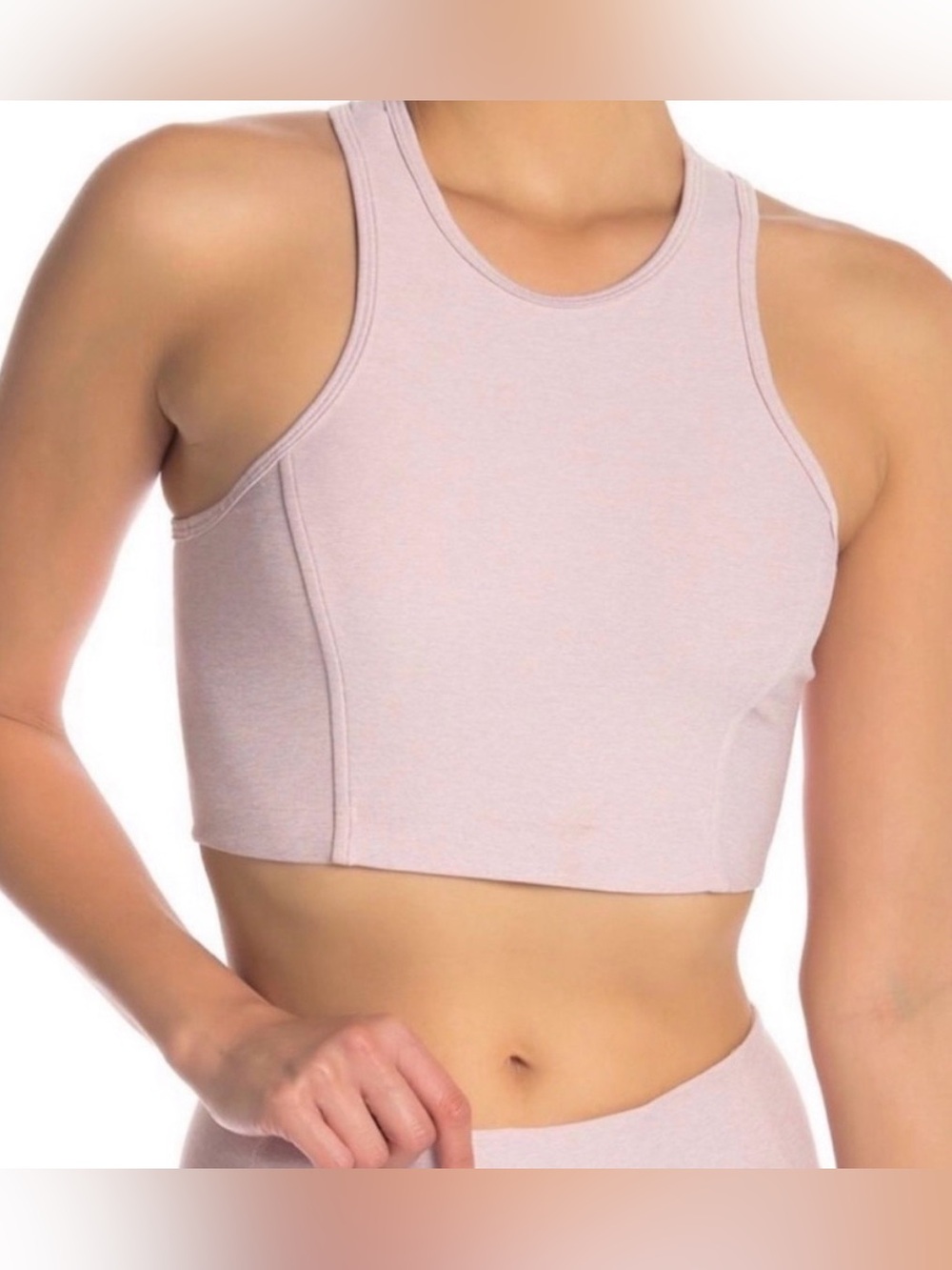 Like New! Outdoor Voices Pale Pink High Neck / Racer Back Cropped Tank, sz Med
